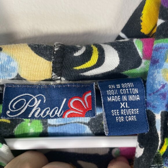 Phool Colorful Abstract Print Hoodie Top Jacket Women's SZ XL Y2K Artsy Graphic - Picture 2 of 10